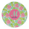 Preppy Hibiscus Round Linen Placemats - FRONT (Single Sided)