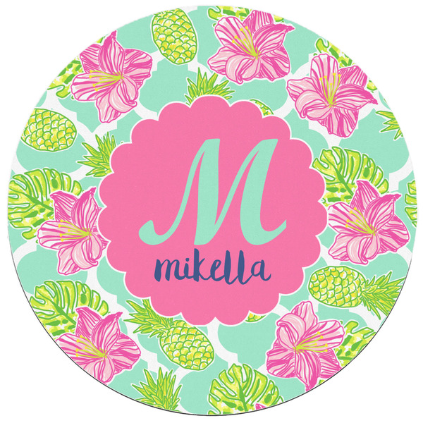 Preppy Hibiscus Round Mousepad - APPROVAL