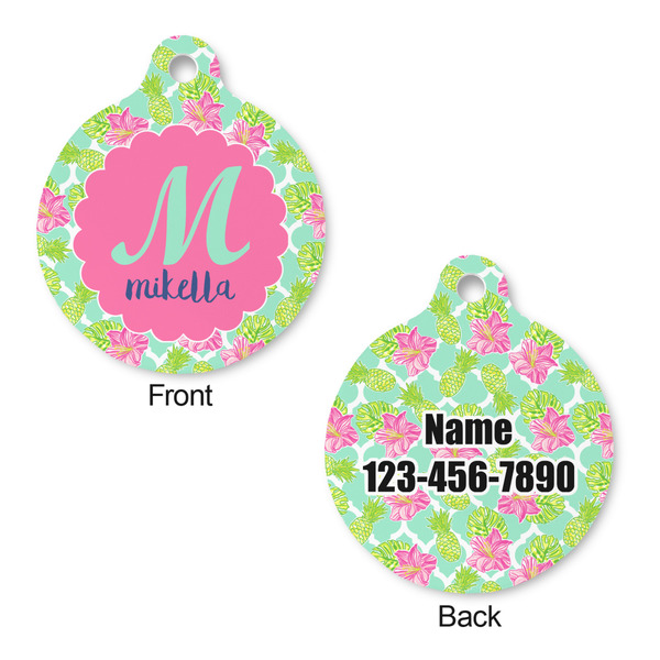 Preppy Hibiscus Round Pet ID Tag - Large - Approval