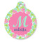 Preppy Hibiscus Round Pet ID Tag (Personalized)