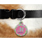 Preppy Hibiscus Round Pet Tag on Collar & Dog