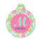Preppy Hibiscus Round Pet ID Tag - Small (Personalized)