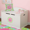Preppy Hibiscus Round Wall Decal on Toy Chest