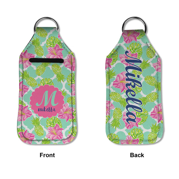 Preppy Hibiscus Sanitizer Holder Keychain - Large APPROVAL (Flat)