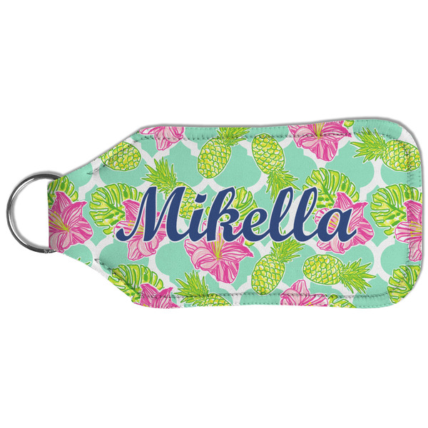 Preppy Hibiscus Sanitizer Holder Keychain - Large (Back)
