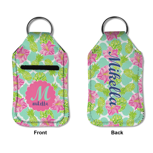 Preppy Hibiscus Sanitizer Holder Keychain - Small APPROVAL (Flat)
