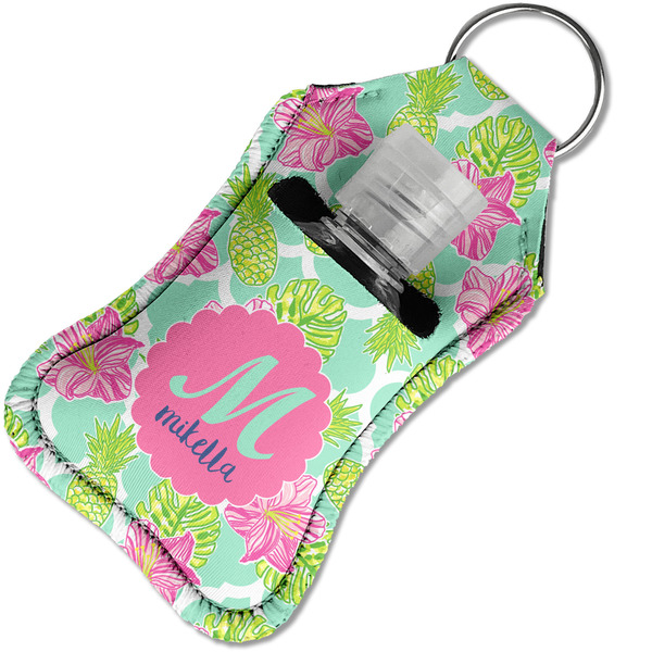 Preppy Hibiscus Sanitizer Holder Keychain - Small in Case