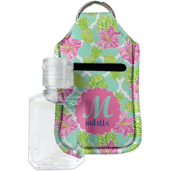 Custom Preppy Hibiscus Hand Sanitizer & Keychain Holder - Small (Personalized)