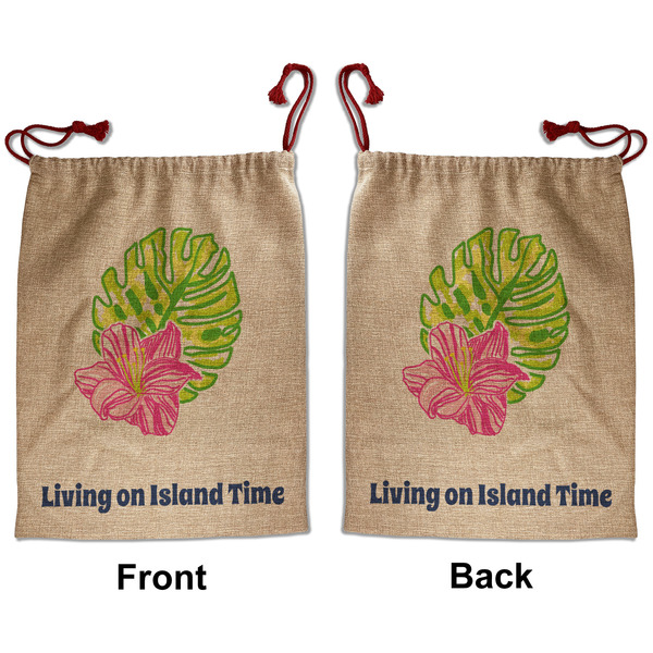 Preppy Hibiscus Santa Bag - Front and Back