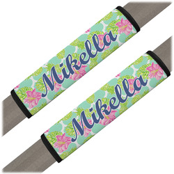 Preppy Hibiscus Seat Belt Covers (Set of 2) (Personalized)