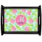 Preppy Hibiscus Black Wooden Tray - Large (Personalized)