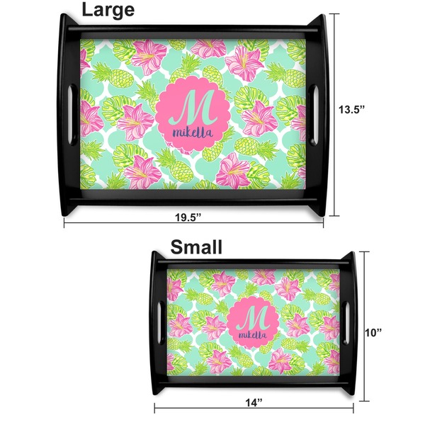 Preppy Hibiscus Serving Tray Black Sizes