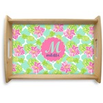 Preppy Hibiscus Natural Wooden Tray - Small (Personalized)