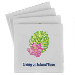 Preppy Hibiscus Absorbent Stone Coasters - Set of 4 (Personalized)