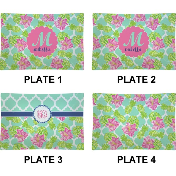 Preppy Hibiscus Set of Rectangular Appetizer / Dessert Plates (Approval)