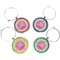 Preppy Hibiscus Set of Silver Wine Charms