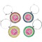 Preppy Hibiscus Wine Charms (Set of 4) (Personalized)