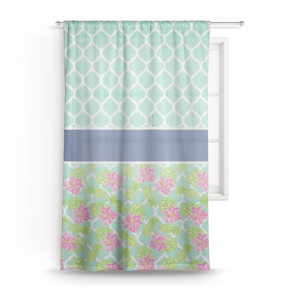 Custom Preppy Hibiscus Sheer Curtain - 50"x84"