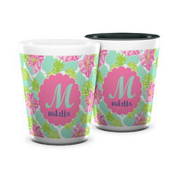 Preppy Hibiscus Ceramic Shot Glass - 1.5 oz (Personalized)