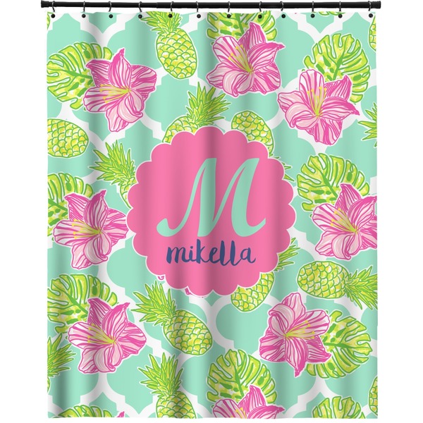 Custom Preppy Hibiscus Extra Long Shower Curtain - 70"x84" (Personalized)