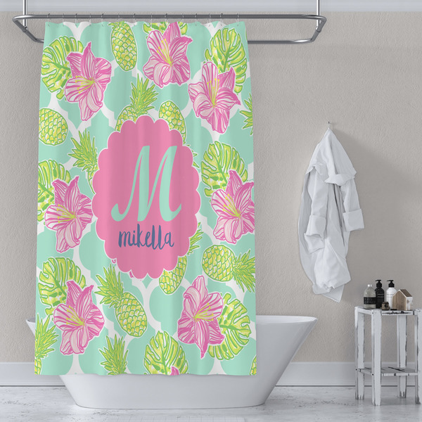 Preppy Hibiscus Shower Curtain Lifestyle