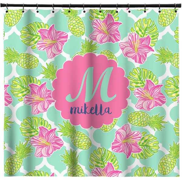 Custom Preppy Hibiscus Shower Curtain - 71" x 74" (Personalized)