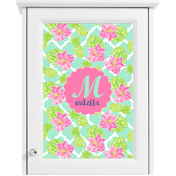 Preppy Hibiscus Single White Cabinet Decal