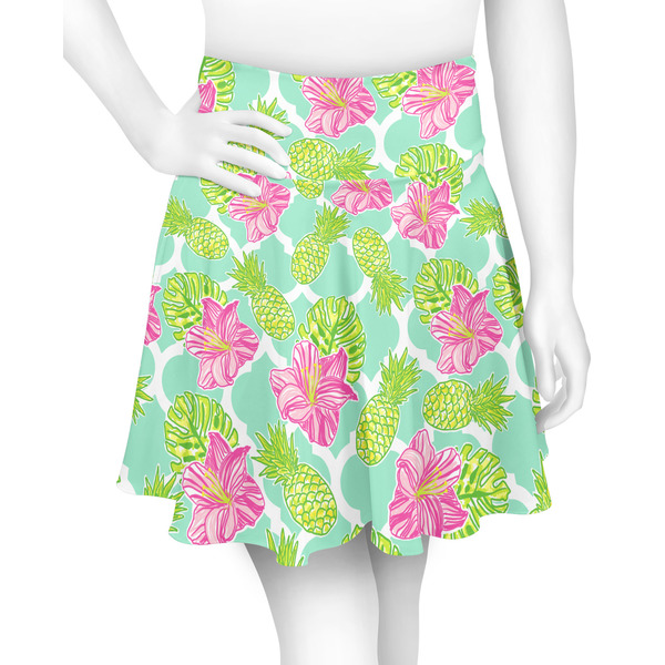 Custom Preppy Hibiscus Skater Skirt - Medium