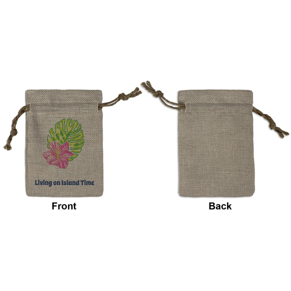 Preppy Hibiscus Small Burlap Gift Bag - Front Approval