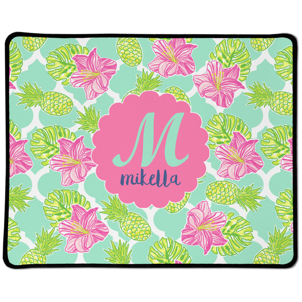 Custom Preppy Hibiscus Large Gaming Mouse Pad - 12.5" x 10" (Personalized)