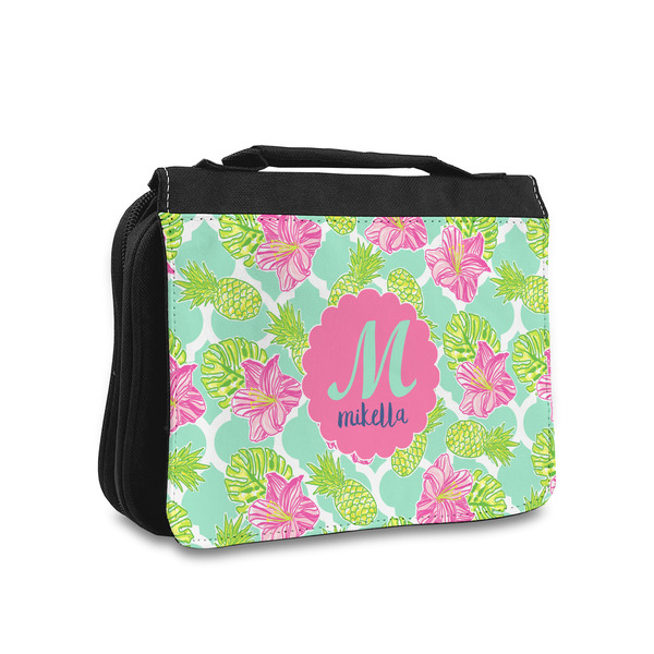 Custom Preppy Hibiscus Toiletry Bag - Small (Personalized)