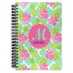 Preppy Hibiscus Spiral Notebook - 7x10 w/ Name and Initial