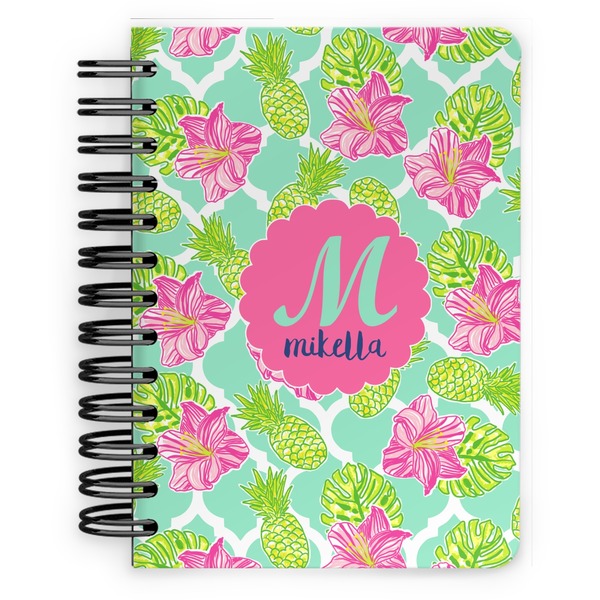 Custom Preppy Hibiscus Spiral Notebook - 5x7 w/ Name and Initial