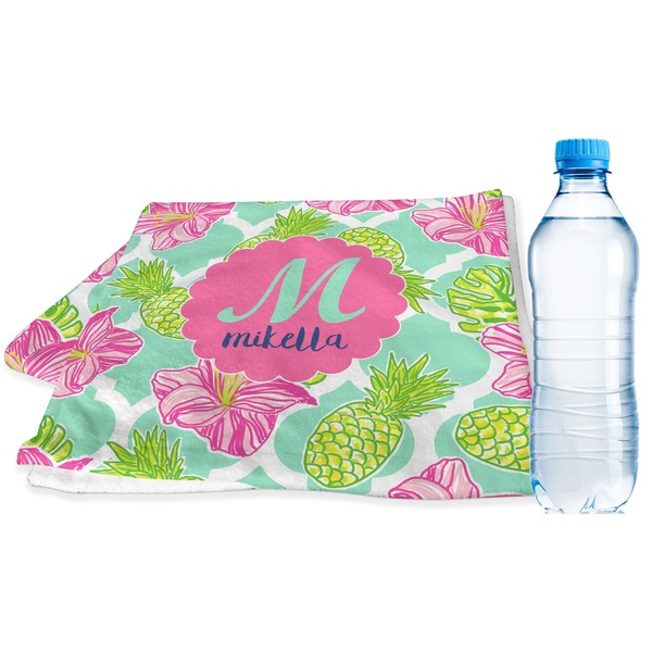 Custom Preppy Hibiscus Sports & Fitness Towel (Personalized)