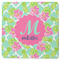 Preppy Hibiscus Square Rubber Backed Coaster (Personalized)