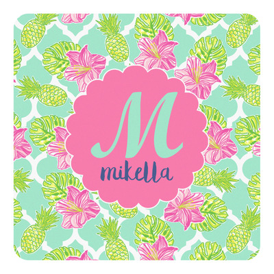 Preppy Hibiscus Square Decal (Personalized)