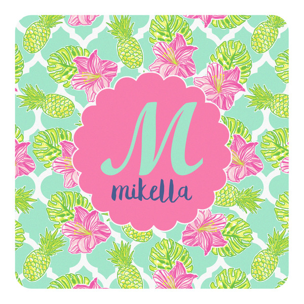 Custom Preppy Hibiscus Square Decal - Large (Personalized)