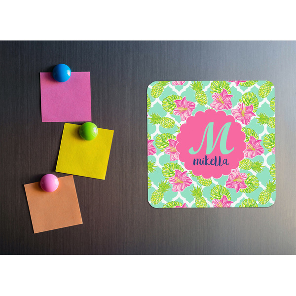 Preppy Hibiscus Square Fridge Magnet - LIFESTYLE