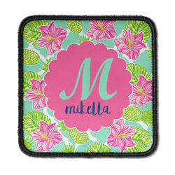 Preppy Hibiscus Iron On Square Patch w/ Name and Initial