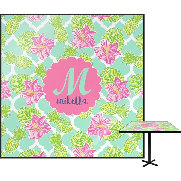 Custom Preppy Hibiscus Square Table Top (Personalized)