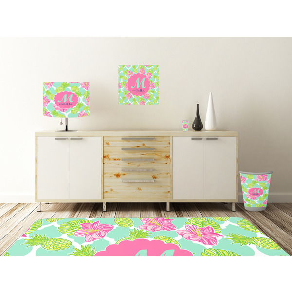 Preppy Hibiscus Square Wall Decal Wooden Desk
