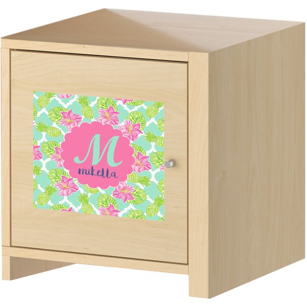 Preppy Hibiscus Square Wall Decal on Wooden Cabinet