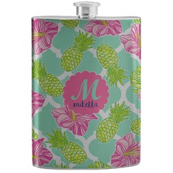 Preppy Hibiscus Stainless Steel Flask (Personalized)