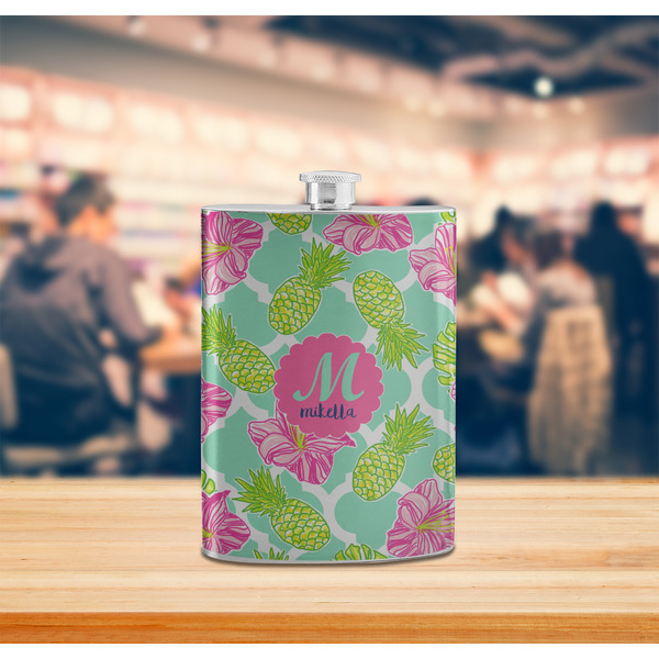 Preppy Hibiscus Stainless Steel Flask - LIFESTYLE 2