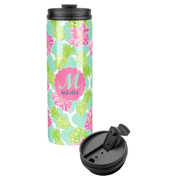 Custom Preppy Hibiscus Stainless Steel Skinny Tumbler (Personalized)