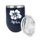 Preppy Hibiscus Stainless Wine Tumblers - Navy - Double Sided - Alt View