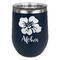 Preppy Hibiscus Stainless Wine Tumblers - Navy - Double Sided - Front