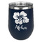 Preppy Hibiscus Stemless Stainless Steel Wine Tumbler - Navy - Double Sided (Personalized)