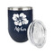 Preppy Hibiscus Stainless Wine Tumblers - Navy - Single Sided - Alt View