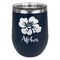 Preppy Hibiscus Stemless Stainless Steel Wine Tumbler - Navy - Single Sided (Personalized)